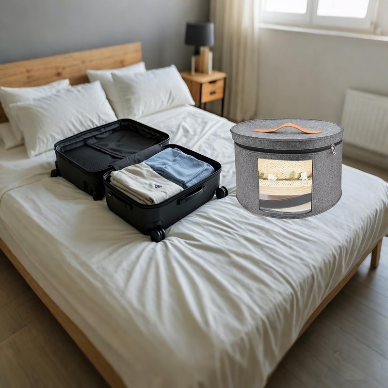Cnwinu Round Hat Box with Lid, 43 x 26 cm