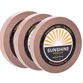 3 Pack - Sunshine Wig Adhesive Tape Roll - 3/4" x 36 YDS - Double Sided, Medical Grade - Natural Look Brown Liner Toupee and Wig Tape