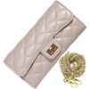 Sp Lab Lamb Leather Long Wallet with Chain Quilted Clutch