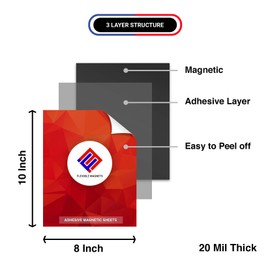 Self Adhesive Magnetic Sheets - Make Anything a Magnet - Magnetic Adhesive Sheets -Premium Quality Peel and Stick Magnets by Flexible Magnets 20 mil (Pack of 25, 8" x 10")