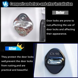Kakash Custom Interior Accessories for Mazda CX-90 CX90 2024 2025 Stainless Steel Car Door Lock Latches Cover,Car Door Lock Protector Car Door Latch Cover Striker 4Pcs/Set(Blue)