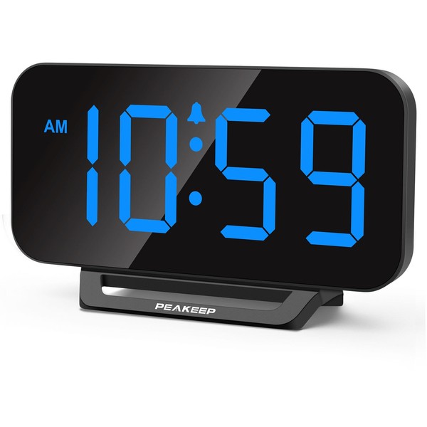 Peakeep Small Digital Alarm Clock for Bedrooms, Loud for Heavy