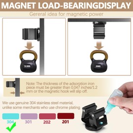 3-H Magnetic Broom Holder,Strong Magnetic Hook 8 Pack,Broom Holder Wall Mount for Garage Garden Shed Storage System Laundry Room Home Kitchen Organization