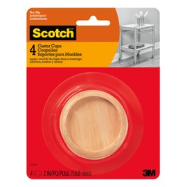 Scotch™ Caster Cups SP909-NA, Round Oak Wood 2-in 4/pk, 6 Packs per Inner