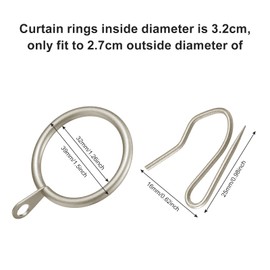 Hotop 30 Pieces Metal Drapery Curtain Rings and 30 Pieces Hanging Metal Curtain Drapery Pin Hooks for Window Door Shower(32 mm,Champagne Gold)