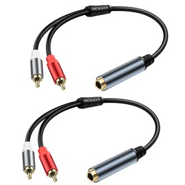 JSADZKJ 6.35mm Stereo to 2RCA Audio Cable1/4 Inch Female to 2 RCA Male Audio Y Splitter Cable 1/4 inch TRS Jack to 2 RCA Plug Connector Wire Cord for Amplifier Microphone 30CM(2Pcs)