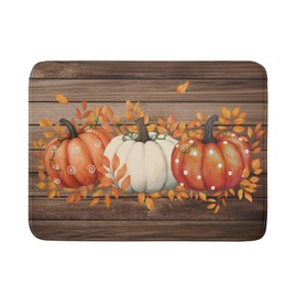 Autumn Pumpkin Dish Drying Mat Rustic Wood Dish Drainer Mats Fast Dry Microfiber Reversible Dish Drying Pad Kitchen Decoration 18x24 inch