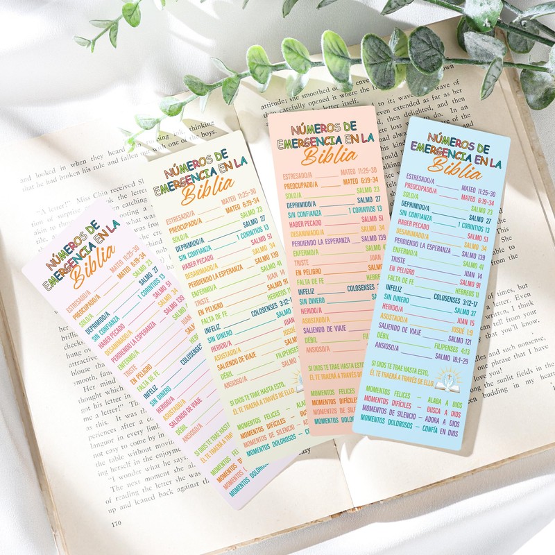 Celavoy Spanish Bible Emergency Numbers Bookmark - Paper Bookmarks Bulk