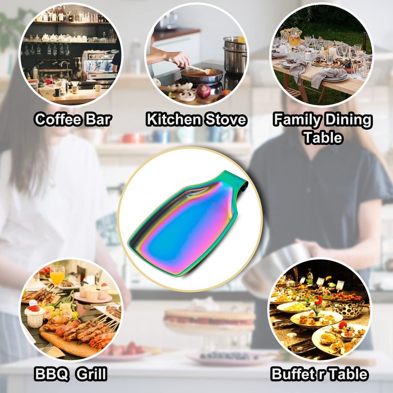 BETTWILL Rainbow Spoon Rest for Stove up, Stainless Steel Spoon