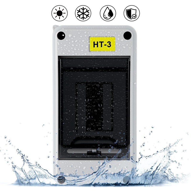 QWORK 3 Way Circuit Breaker Box with DIN Rail, IP65