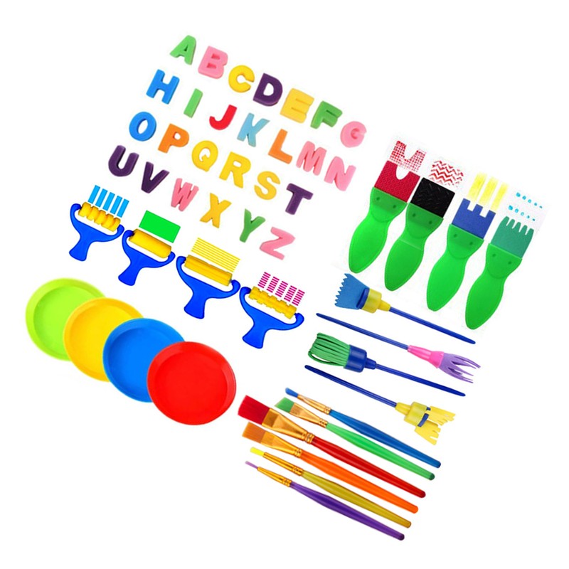 48Pcs Kids Paint Brushes Set Painting Drawing Stamp Kit Fun
