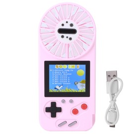 Adjustable Small Fan Handheld Game Console with USB Charging Color Screen Game ConsolePink