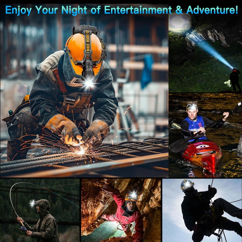 UBEE Headlamp Rechargeable, 800LM Head Lamp Super Bright LED Rechargeable