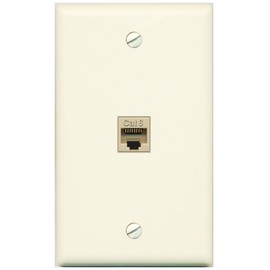 RiteAV Flat 1 Gang 1 Port Cat6 Ethernet Wall Plate - Flat [Light-Almond]