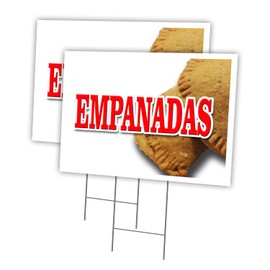 Empanadas 2 Pack of 18" x 24" Yard Sign & Stake | Advertise Your Business | Stake Included Image On Both Sides | Made in The USA