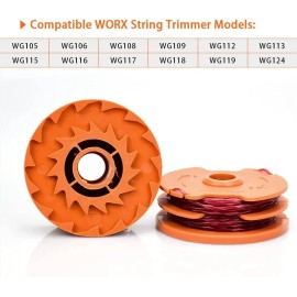 For WORX WA0007/ 50022833 Replacement Line Trimmer Spool 16Ft 0.065'' for Worx WG116 WG11