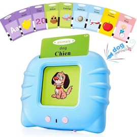 French & English Bilingual Flash Cards for Toddler/Beginning - Learning Educational Toy to Learn French/English, Talking Flash Cards for Ages - Specification: Pink