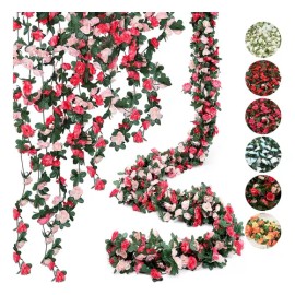 8pcs Flores Artificial Decorativas Guia Enredadera Con Rosas
