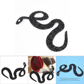 5PCS SnakE Shaped Rhinestones Trim Ribbon Mesh Wrap Roll DIY Accesorios de Ropa Apliques Exquisita Artesanía Máquina de Prensa de Calor Compatible para Hombres y Mujeres (Negro)