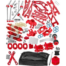 RcarmubWow RC Upgrades Part for 1/18 Granite GROM MEGA 380,Shocks,A Arms,Driveshafts,Caster Blocks Set,Links,Wheelie Bar,Diff Cover,Dustproof Cover,Slipper Clutch,Motor Mount, Fixing seat,Red