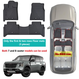 AltraVos 2 Rows Floor Mats for 2025 Nissan Armada 7 and 8 Passenger Models,TPE All Weather Protection Car Floor Liners Accessories | Front & Second Rows, 3-Pc