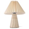 Pleated Table Lamp with Remote Control Modern Beige Fabric Shade