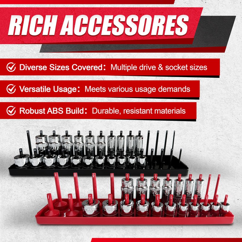 EACELIY 6PCS Socket Organizer Tray Set,1/2", 1/4" and 3/8" SAE