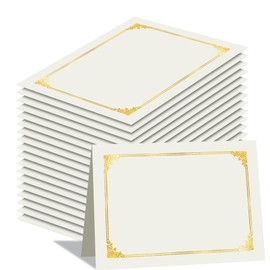 HAUTOCO 50 Packs Certificate Holders, White Diploma Folders Certificate Covers with Gold Foil Border for Letter Size 8.5x11 Cardstock, Award, Document, Graduation