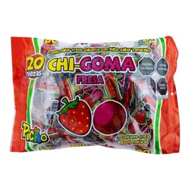 Picao Chi-Goma Fresa - Gomita sabor fresa cubierta con dulce sabor tamarindo - 20 piezas - 440 g
