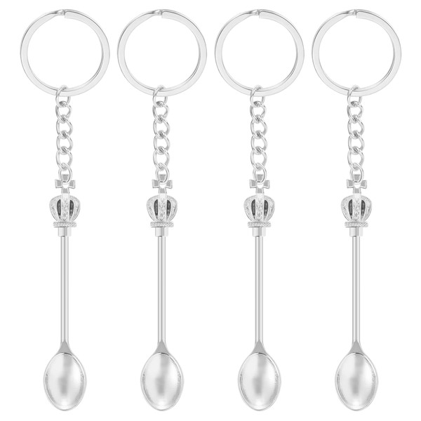 4PCS Mini Spoon Keychain Metal Tiny Spoons Small Spoons for