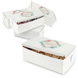 MT Products Wedding Congratulations Printed Bakery Boxes 10" x 6" x 3.5" - Elegantly Designed Cookie Boxes (Pack of 5) - Made in the USA