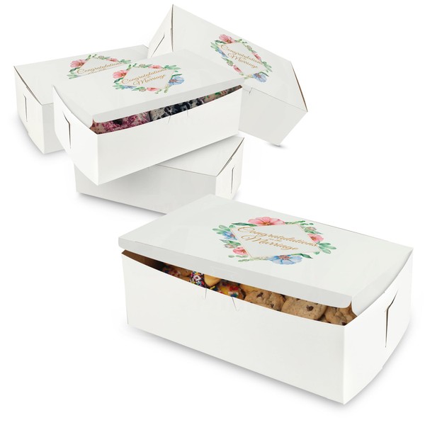 MT Products Wedding Congratulations Printed Bakery Boxes 10" x 6"