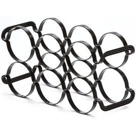 Mango Steam 6 Bottle Counter-top Wine Rack - Storage Organizer for Kitchen Countertops, Pantry, Fridge - (Black)