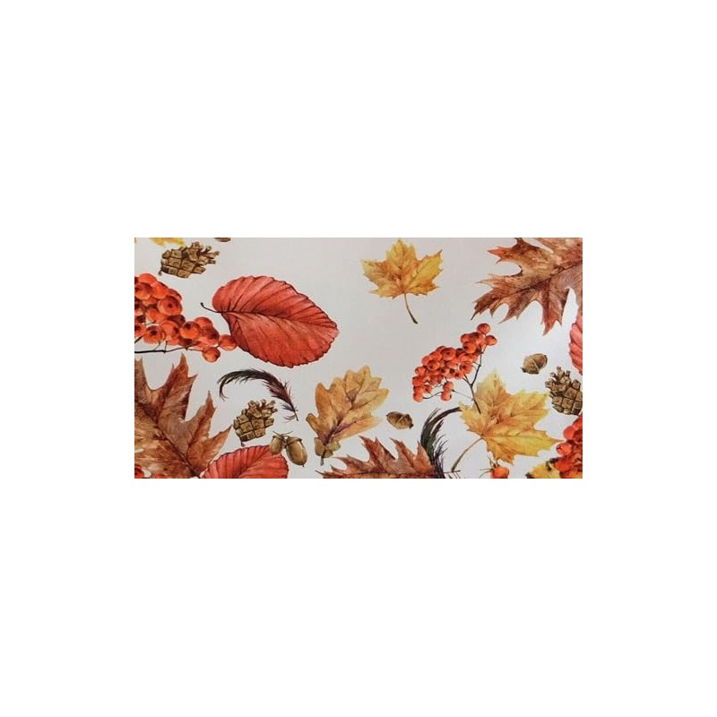 texpot Tablecloth 110 x 110 cm Autumn Leaves Cream White
