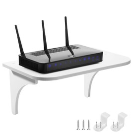 ZLLkeji Wandregal Ohne Bohren Wand Schweberegal Weiß für Router Schwebendes Bücherregal Regal Ohne zu Bohren für Kameras,Baby Monitors,Webcams, Router 20 * 29 * 13.5cm