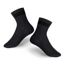 ABPOK 3mm Wetsuit Socks, Neoprene Diving Socks Anti-slip Thermal, Adjustable Velcro loop Strap for Men Women Diving Swimming Surfing (L, Black)