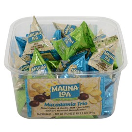 Mauna Loa Premium Hawaiian Roasted Macadamia Nuts, Trio Variety Pack, 5 Oz Pouches (Pack of 36)