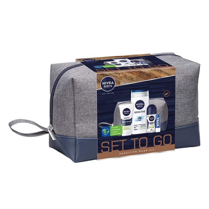 NIVEA MEN Set to Go Sensitive Wash Kit Gift Set
