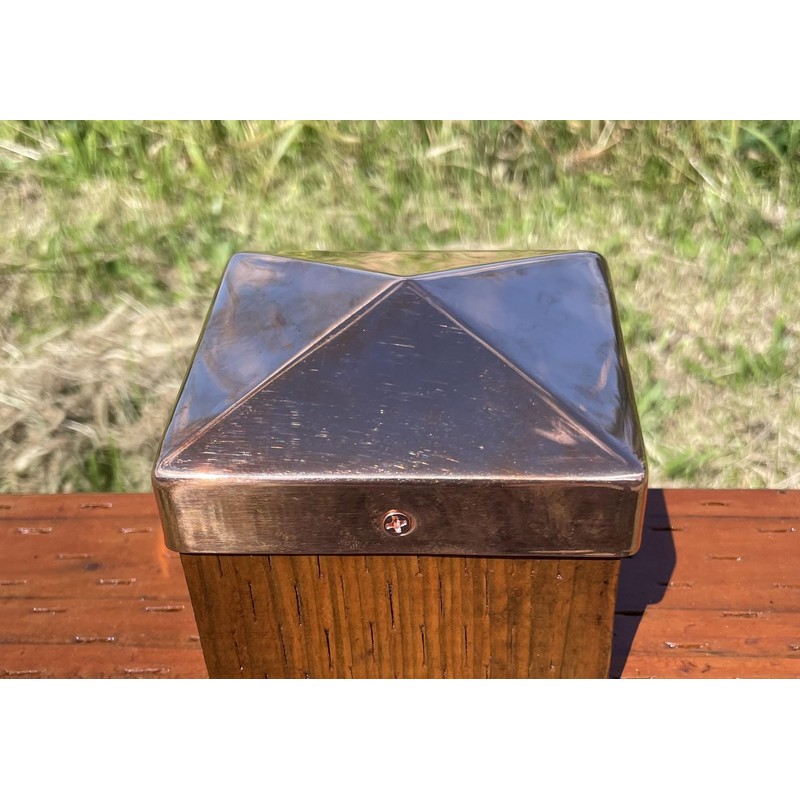 Copper Fence Post Cap 3.5 x 3.5 Inch Pyramid Design