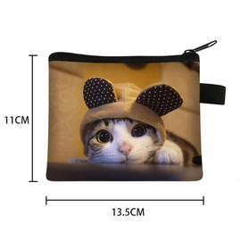 FAVORTALK Kids Coin Purse Cute Cat Canvas Change Small Zipper Pouch Bag Wallet with Smooth for Storing Coin Credit Card ID Card Keys Lipstick, 14016