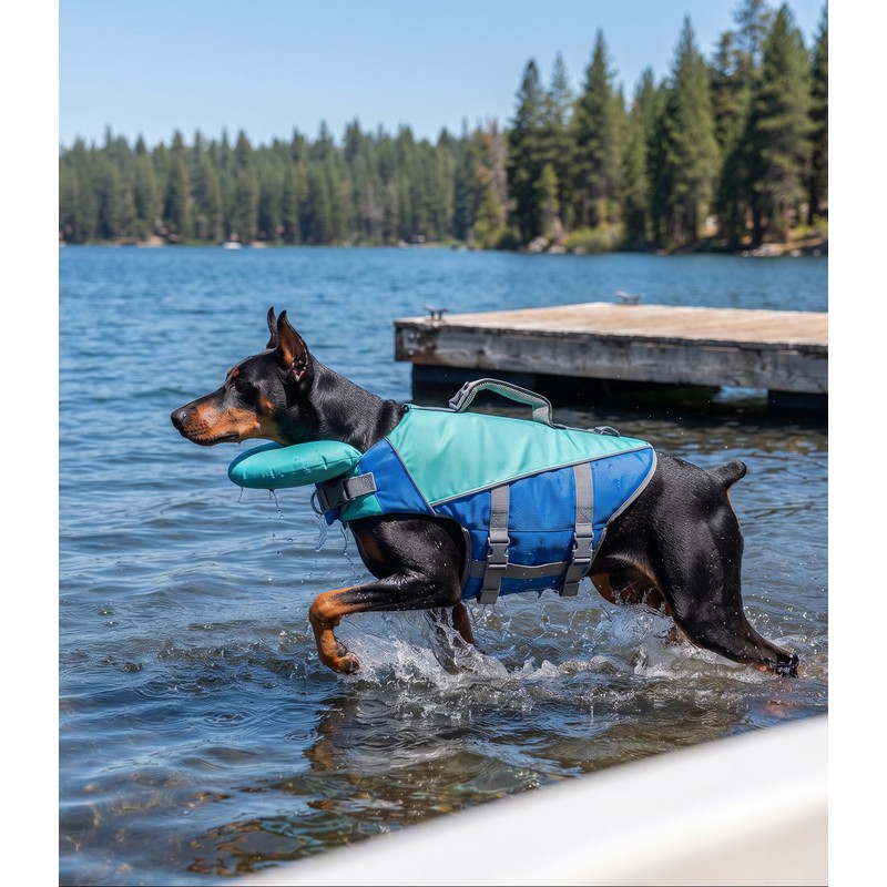 Adjustable Dog Life Jacket with Head Support & Rescue Handle