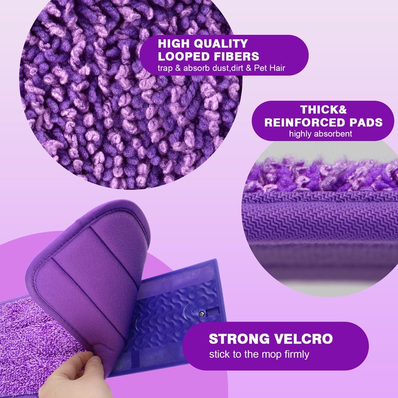HOMEXCEL Reusable Microfiber Mop Pads for Swiffer PowerMop 8 Pack,