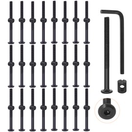Rustark 25 Pcs M6x75mm Black Hex Socket Cap Screws Barrel Nuts Kit, Baby Bed Crib Screws Hardware Replacement Kit with One Free Hex Key for Crib Bed Cots Furniture