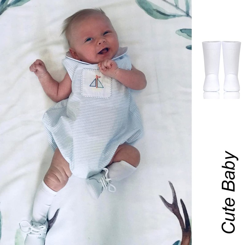 EPEIUS Baby Knee High Socks Seamless Baby Socks Solid Cotton