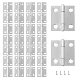 XNJIHWA 30Pcs Door Hinge Folding Butt Hinges Silver Stainless Steel Hinges for Closet,Drawer,Window,Boxes,Gate,25.5 x 23.5mm with 120 Pcs Screws