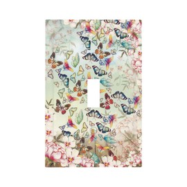 Butterfly Light Switch Covers 1 Toggle Colorful Floral Single Toggle Wall Plate Decorative Switchcover Electrical Switchplate For Country Bathroom Bedroom