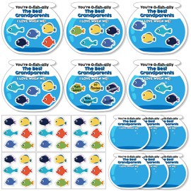 Engrowtic 30 Pcs Grandparents Day Gift Set Sea Happy Grandparents Day Fishbowl Fish Paper for Grandpa Grandma Bulletin Board Wall Decorations Grandma and Grandpa Party Gifts Supplies