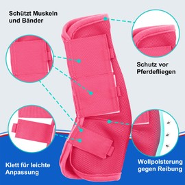 Gallopoff Pack of 4 Horse Gaiters, Breathable Fine Mesh Fly Gaiters for Horses, with Protection and Support Functions