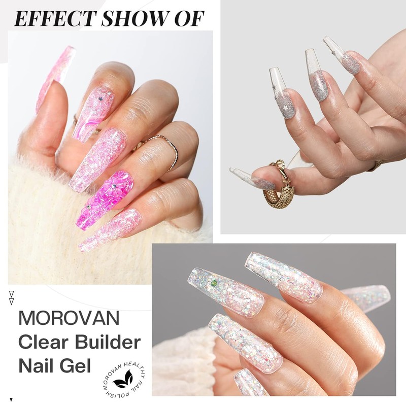 Morovan Clear Builder Gel for Nails: UV/LED Hard Gel Kit