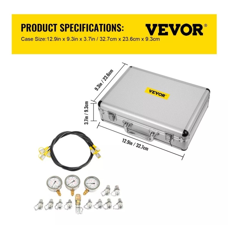 Vevor Kit Prueba Presión Hidráulica 600bar Excavadora 10 Acoples